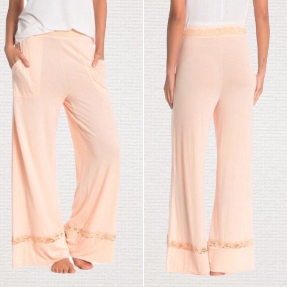 Free People Maddie Peach Wide Leg Pajama Lounge Pant XS